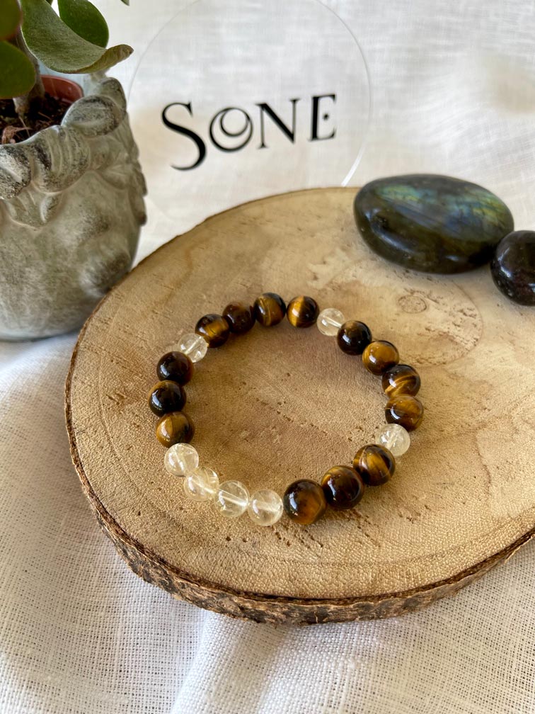 Bracelet Pierre - Oeil de tigre et Citrine