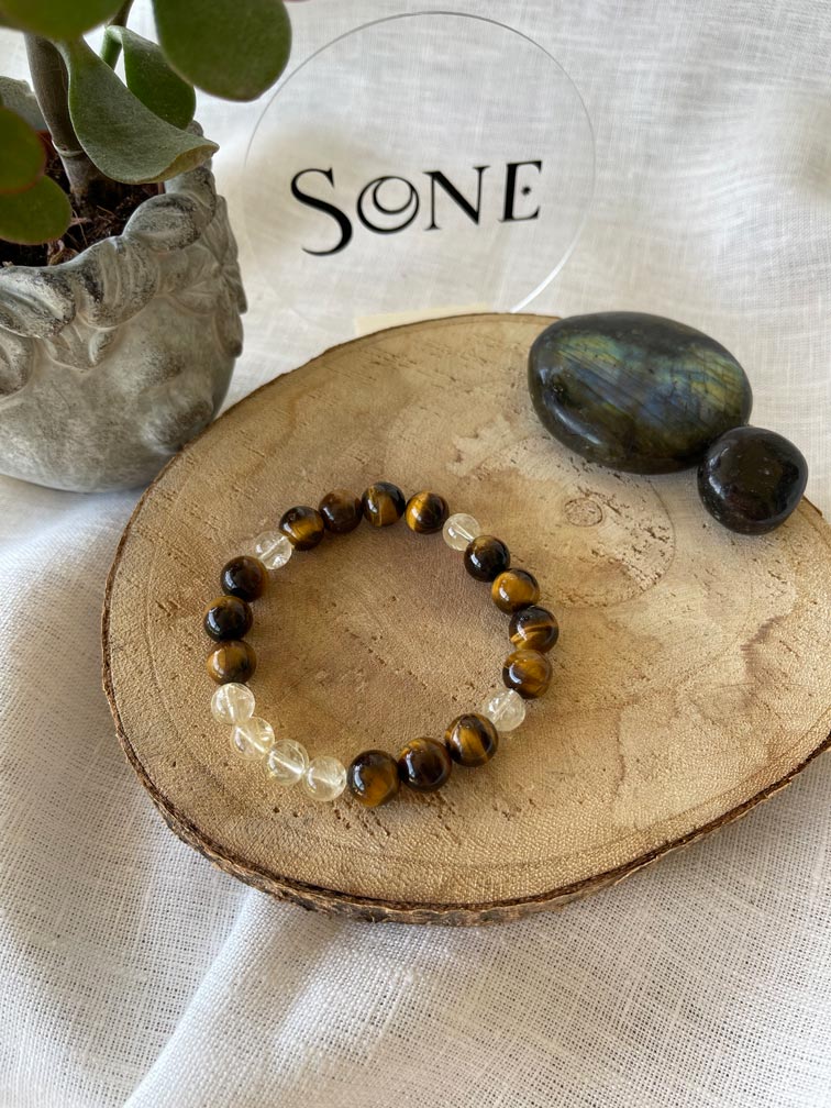 Bracelet Pierre - Oeil de tigre et Citrine