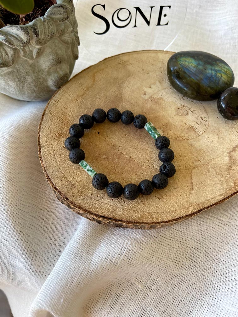 Bracelet Yazur - Pierre de lave et Jaspe