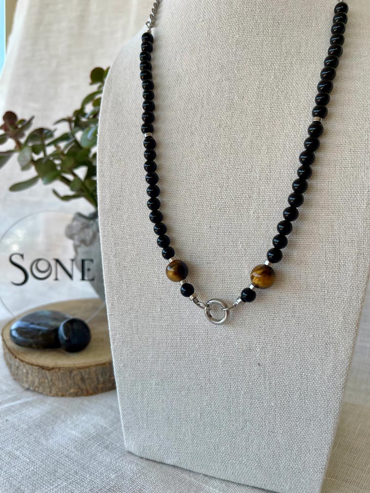Collier Oney - Onyx et Oeil de tigre