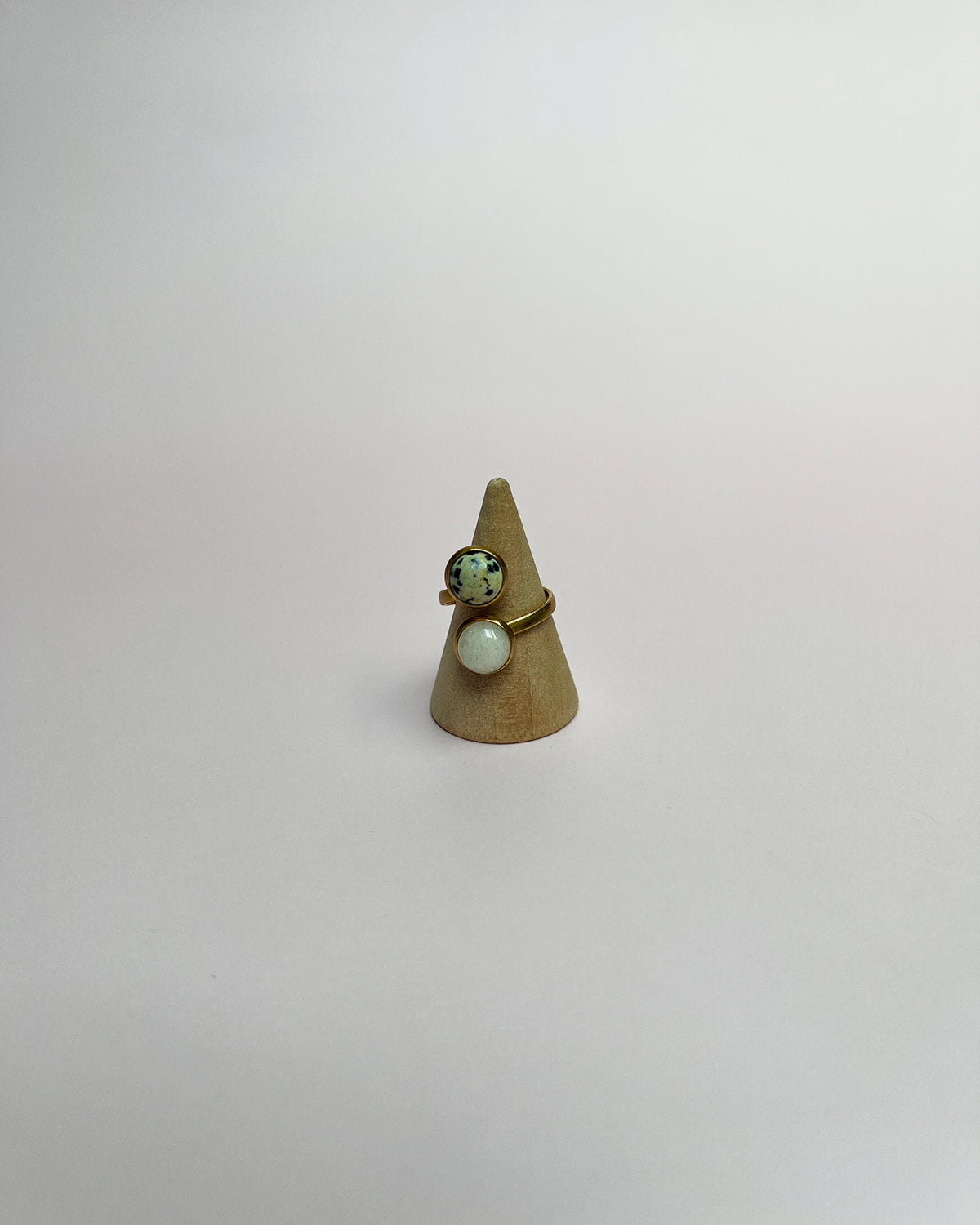 Bague Stella double - Jade blanc