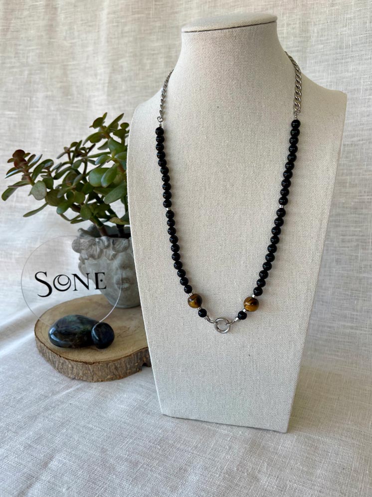 Collier Oney - Onyx et Oeil de tigre