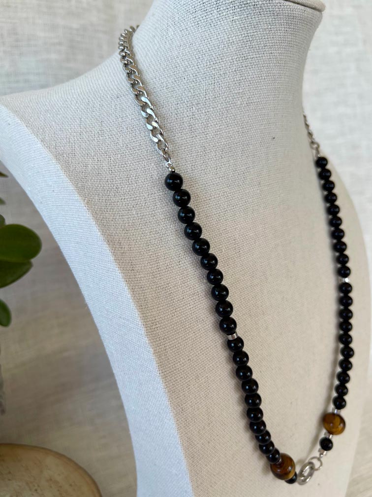 Collier Oney - Onyx et Oeil de tigre